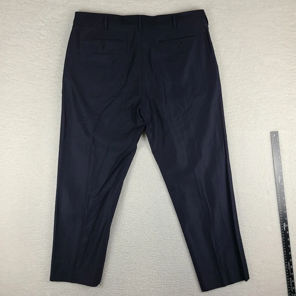 BR Banana Republic Pants‎ Mens 38x27 Dark Blue Wool Trousers Dress Slacks HEMMED